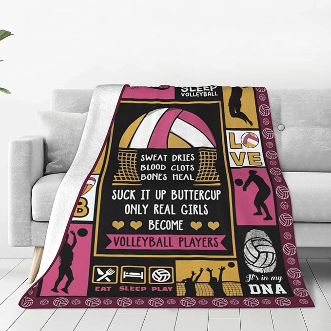 Volleyball Gifts: Cozy Fleece Flannel Blanket - Soft, Warm & Plush - Lightweight Throw for Teen Girls & Women - 40"X50"