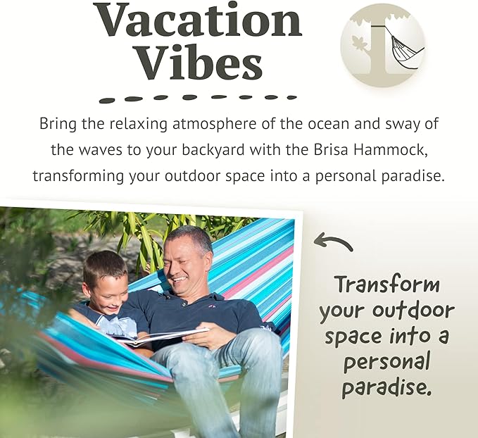 LA SIESTA® - Large Double Brisa Classic Hammock & Nautico Steel Stand - Weather & Tear Resistant Portable Hammock w/Stand - Balcony Porch Garden Outdoor Indoor Hammock - 2-Person Max 355 Lbs, Wave