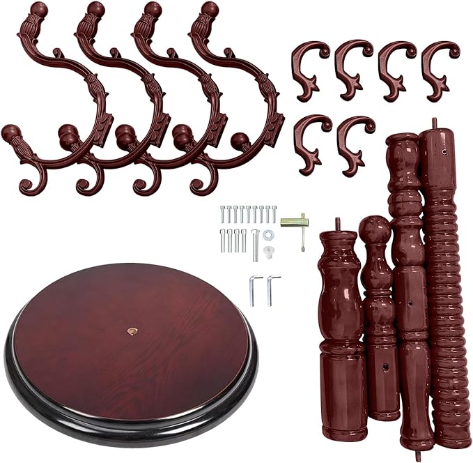 Coat Racks freestanding, High-grade Wooden Tree Coat Rack, Coat Rack Stand With 14 Hooks & Stable Disc Base, For such as coats, jackets, Home Office Hats Tree Hanger (black red)