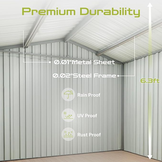 6' x 4' Outdoor Storage Shed, Sturdy Metal Building w/Lockable Doors for Garden, Backyard, Poolside and Lawn, Brown