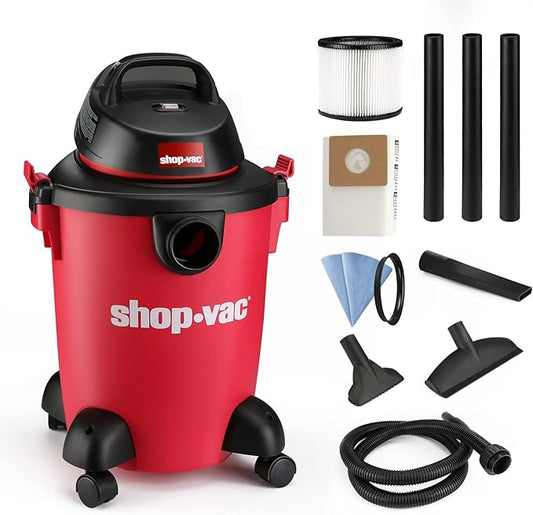 Shop-Vac 6 Gallon 3.0 Peak HP Wet Dry Vacuum, 3 in 1 Function Heavy-Duty Shop Vacuum with Filters, Attachments, Ideal for Home, Jobsite, Garage, Car & Workshop. 5971636