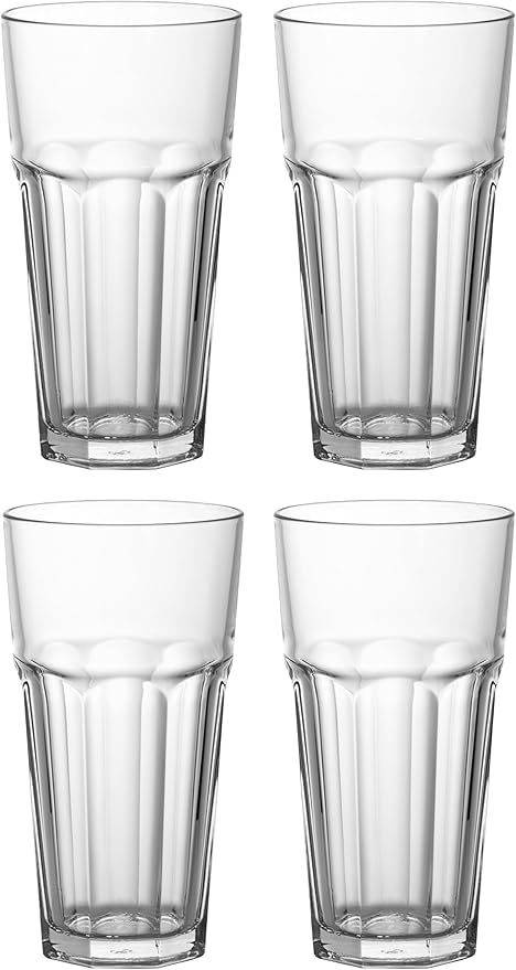 Red Co. Set of 4 Clear Glass 22 Fl Oz Drinking Highball Tumblers for Water, Juice, Beer, Cocktails