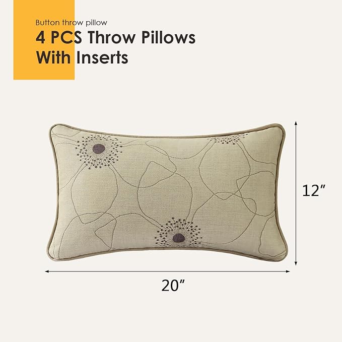 Outdoor Sunbrella Decorative Pillows Pack of 4, 20" x 12" Outdoor Pillow Set for Couch Bed Throw Patio Sofa, Allure Dusk