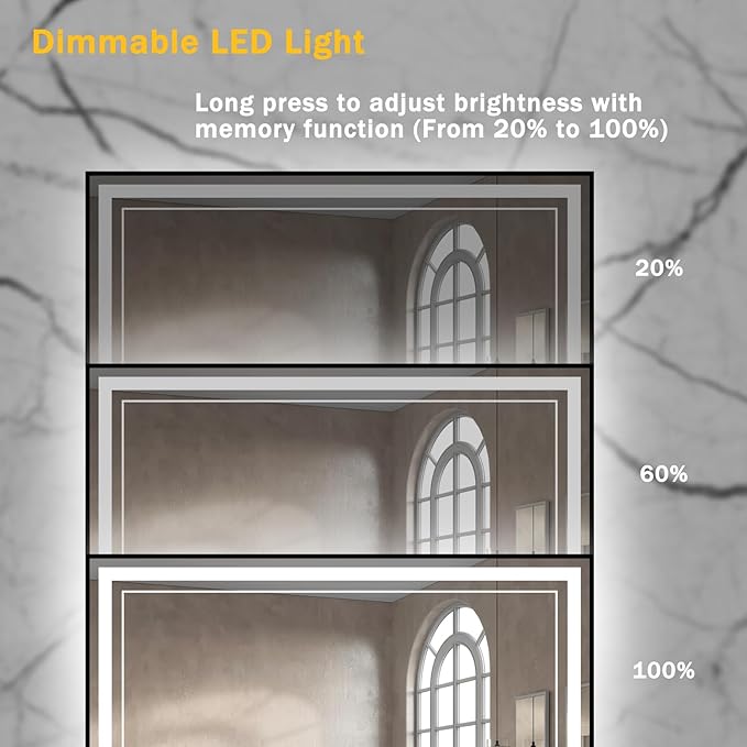 36" x 36" LED Bathroom Mirror with Lights Framed LED Mirror for Bathroom Backlit and Front Lighted Bathroom Mirror Black Square Aluminum Frame Anti-Fog Dimmable Shatter-Proof Memory