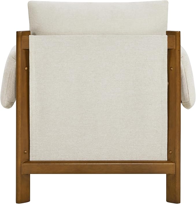 CHITA Accent Chair, Mid Century Modern Fabric Upholstery Armchair for Living Room, Solid Wood Frame, Fabric in Linen