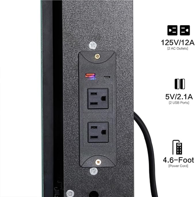 29.2" Small Vanity Desk with Mirror and Lights, Makeup Table with 2 AC+2 USB Power Station, Hair Dryer Bracket, Vanity Set with 5 Drawers and Stool for Small Space Bedroom, Black