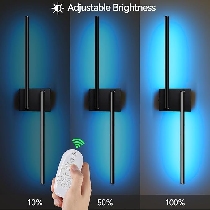 Battery Operated Wall Sconce, 12 Dynamic Modes Wall Sconces Set of Two Battery Operated, 32H Using Time Rechargeable Battery Operated Wall Lights, LED Wireless Sconces for Bedroom 210°Rotate