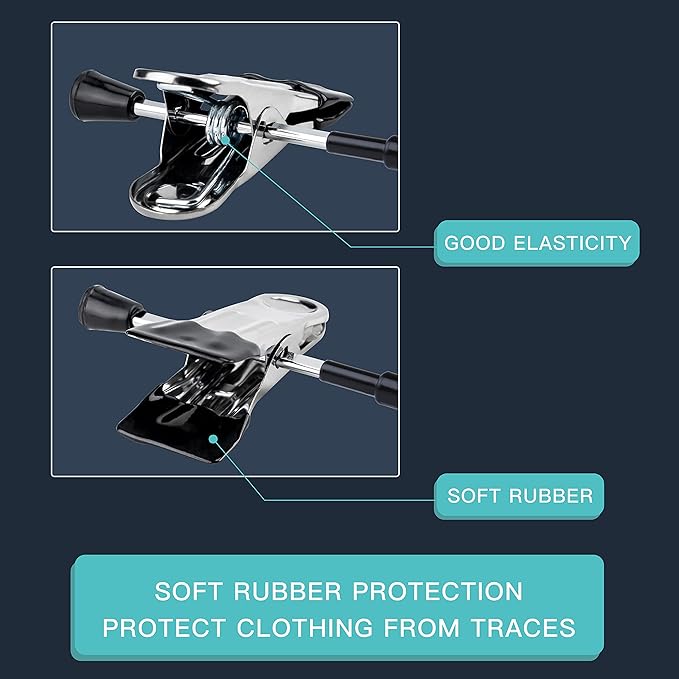 Pants Hangers with Clips for Women 20 Pack Adjustable Heavy Duty Space Saving Skirt Hangers Non-Slip Trousers, Jeans Clothes ,Shorts Black,12Inch