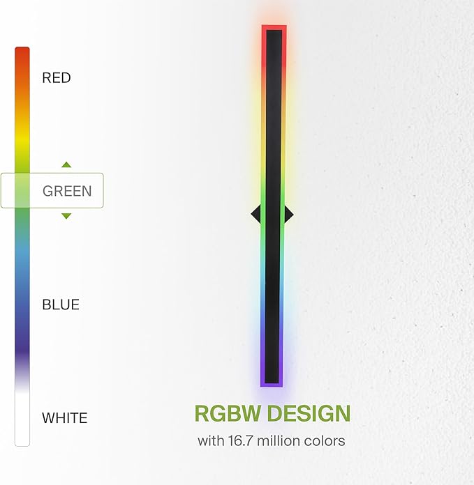 ASD LED 48" Long Wall Mount Light Fixture, Outdoor & Indoor Linear Sconce | RGBW, Smart, Waterproof, Anti-Rust, ETL Listed | 36W 1900LM 2700-6500K 100-277V | Exterior Porch Lighting | Black