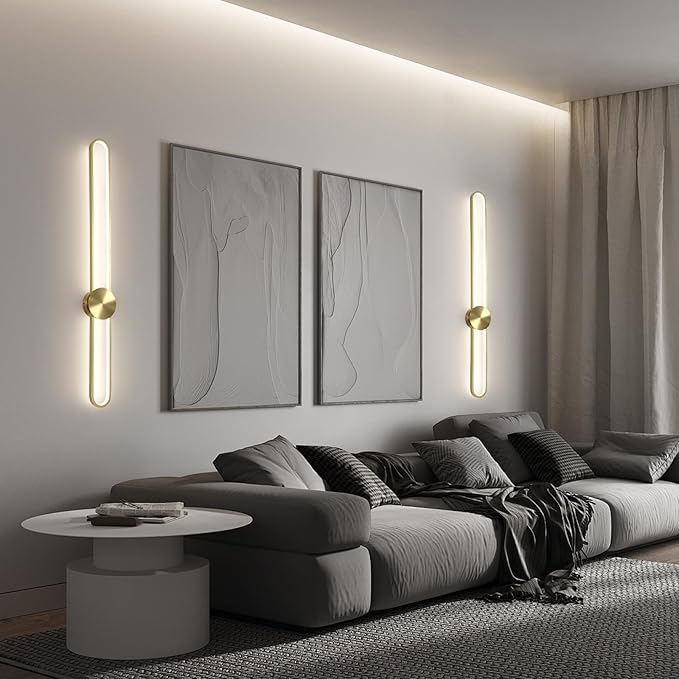 JAYMP Modern Wall Sconce 4000K Dimmable LED Wall Light Fixture, Hardwired Wall Lamp for Living Room, Dining Room, Bedroom, Hallway, Lobby, Entryway, 1 Pack (Brushed Gold, H56cm/22inch)
