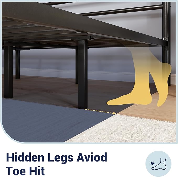 Allewie 14 Inch King Size Metal Platform Bed Frame with Headboard and Footboard, Underbed Storage, Strong Metal Slats Support, Mattress Foundation, No Box Spring Needed, Easy Assembly, Black