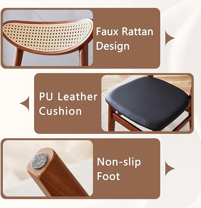 45 Inch Round Dining Table Set for 4, 5 Piece Kitchen Table and Chairs Set, Wooden Table with Walnut Finish, Small Space Dining Set for Apartment or Dining Room