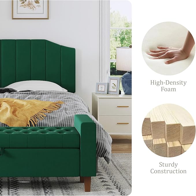 King Size Headboard Only, Velvet Upholstered Headboard King/California King Size Wall Mount and Bed Frame Mount, Featuring High-Density Sponge Padding Easy Assembly Comfort Style-Jade Green