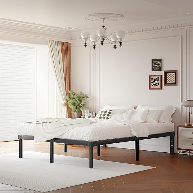 ZIYOO 12 Inch Full Size Metal Platform Bed Frame with Heavy-Duty Steel Slat Support, No Box Spring Needed, Under Bed Storage Space, Easy Assembly, Noise-Free, Sturdy & Durable, Black