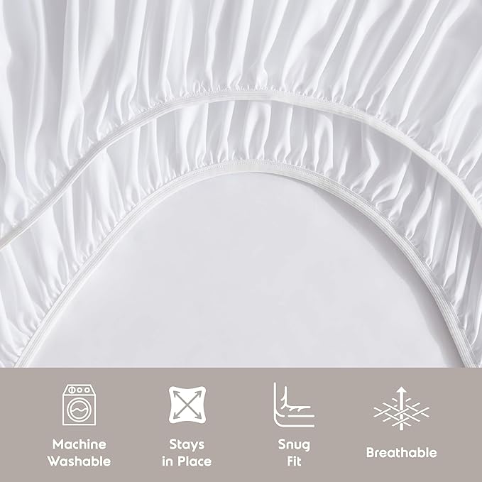 Nestl Full Sheet Set - Luxury 1800 Ultra-Soft Microfiber Full Bed Sheets - Double Brushed - Deep Pockets - Easy Fit - 4 Piece Set - Bedding Sheets & Pillowcases (Full, White)