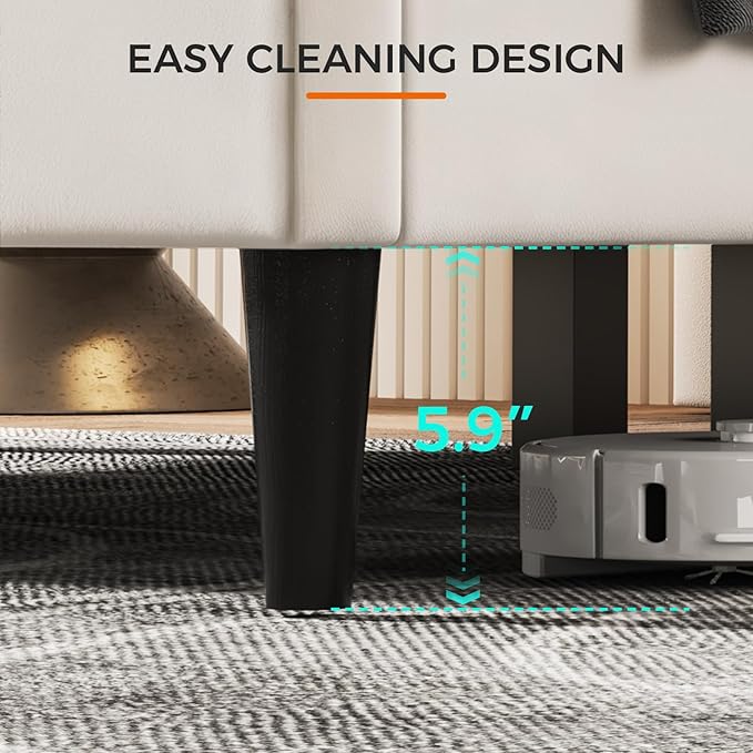 Casaottima Queen Bed Frame Upholstered Platform Bed with Wingback Headboard, Sturdy Wooden Slats Support, Noise-Free Mattress Foundation, No Box Spring Needed, Easy Assembly, Arrow Pattern Cream White