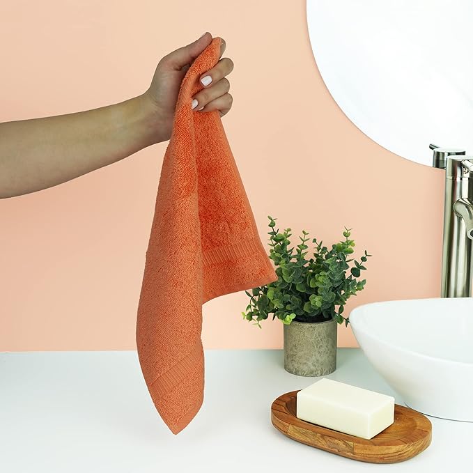 Chakir Turkish Linens | Hotel & Spa Quality 100% Cotton Premium Turkish Towels | Soft & Absorbent (4-Piece Washcloths, Coral)