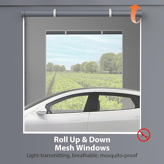 Garvee 13x20 ft Heavy Duty Carport, Extra Large Galvanized Steel Car Canopy with All-Season Tarp Cover, 4 Roll-Up Doors & Mesh Windows, Portable Garage Shelter for Car, Truck, SUV, Boat, Grey