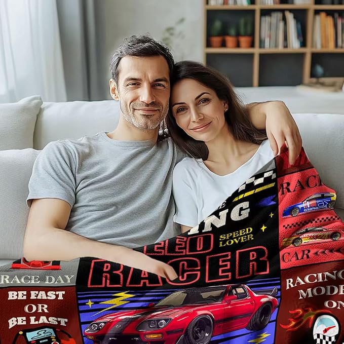 Racing Cars Blanket Gifts for Fathers Day, Birthday Gifts for Men Boys Racer, Racer Blanket for Sofa Couch Room, Car Guy Gift for Car Lovers, 50"*60"