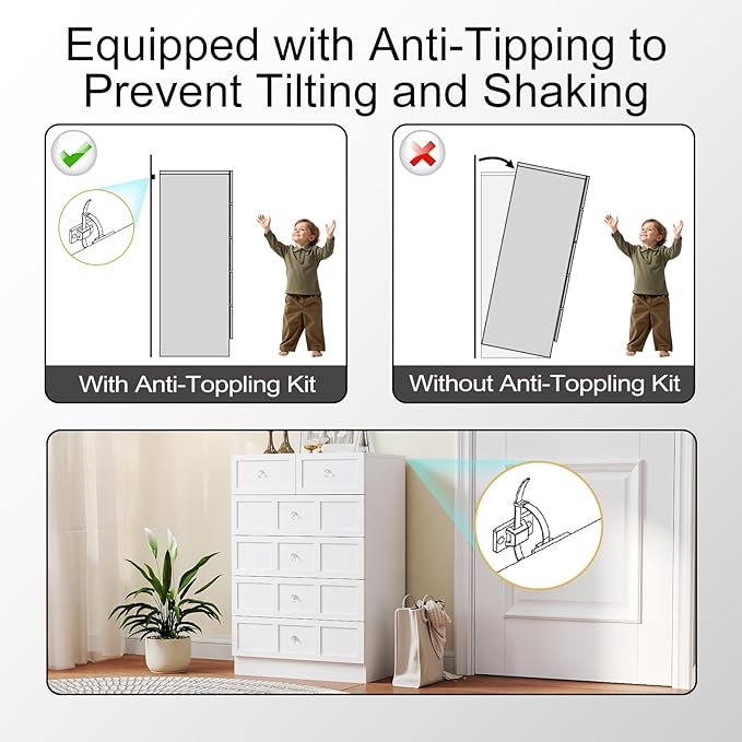 Wood Dressers for Bedroom: 24" Large White Dresser for Bedroom Deep 6 Drawers, Modern Chest of Drawers for Clothes, Fluted Double Wide Dresser with Handles