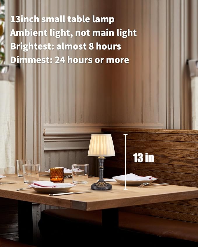 KDG Cordless Portables Table Lamp Set of 2, LED Fabric Shade Small Desk Lamps, 4000mAh Battery Powered Lighting, 2700K Stepless Dimmable Light for Living Room, Dining Room, Bedroom (Mottled Silver)