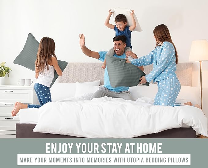 Utopia Bedding Bed Pillows for Sleeping Standard Size (Light Grey), Set of 2, Cooling Hotel Quality, for Back, Stomach or Side Sleepers