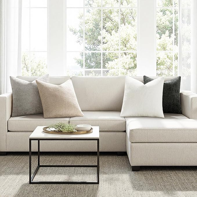 MIULEE Pack of 4 Couch Throw Pillow Covers 20x20 Inch Gray Soft Decorative Chenille Pillow Covers Farmhouse Accent Cushion Covers for Boho Home Decor Sofa Bedroom Living Room