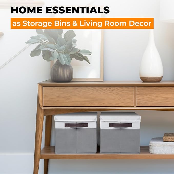 Extra Large Storage Baskets with Lids 6 Pack, 33 QT Blanket Basket for Organizing/ Stackable Decorative Closet Organizers and Storage Box for Clothes Towels/ Toy Organizers Bins with Handles/ 16x12