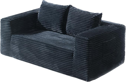 Sofa, 71" Loveseat Sofa-in-a-Box, Deep Seat Couch, No Assembly Required, Comfy Plush Corduroy for Living Room, Bedroom, Office