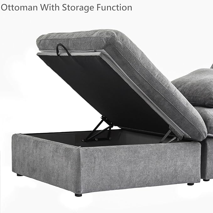 JACH Ottoman Module for Living Room, Cushion Covers Removable, Modern Minimalist Breathable Ottomanes Footstools for Living Room Apartment (Gray), Grey