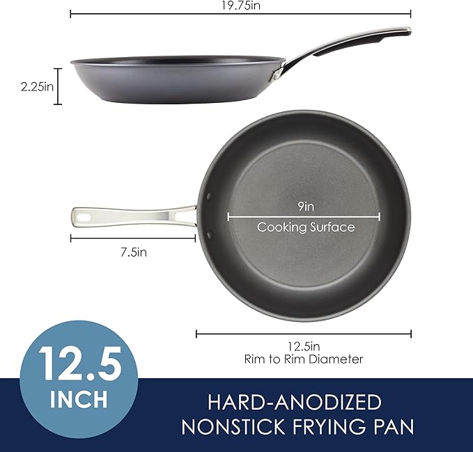 Rachael Ray Cook + Create Hard Anodized Nonstick Frying Pan/Skillet, 12.5 Inch - Black