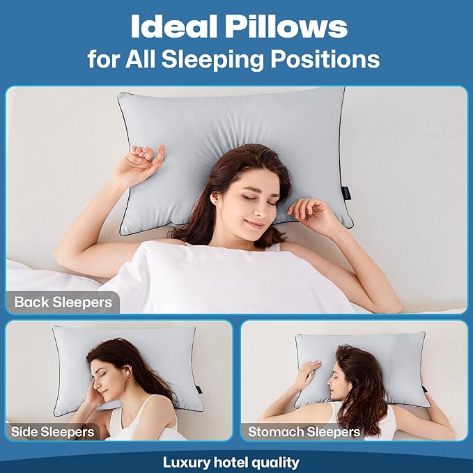 GOHOME Pillows Standard Size Set of 4 - Bed Pillows for Sleeping 4 Pack, Cooling Supportive Hotel Pillows with Premium Soft Down Alternative Fill for Side Stomach and Back Sleepers