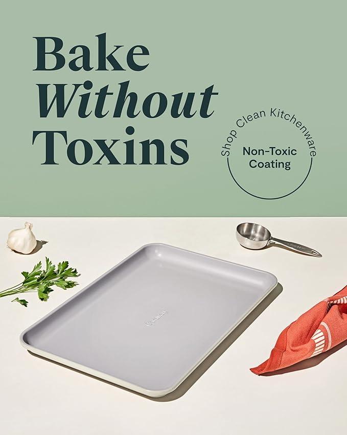 Caraway Non-Stick Ceramic Baking Sheet - Naturally Slick Ceramic Coating - Non-Toxic, PTFE & PFOA Free - Perfect for Baking, Roasting, and More - Medium (15" x 10") - Cream