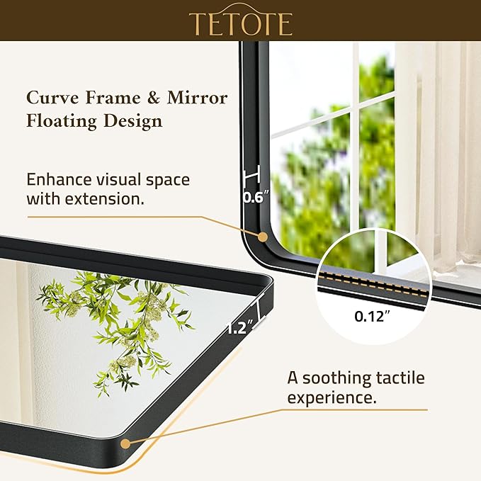 TETOTE Black Bathroom Mirror 20 x 30 Inch Matte Black Bathroom Mirrors, Tempered Glass, Modern Farmhouse Wall Mounted Mirror for Decorative(Horizontal/Vertical)