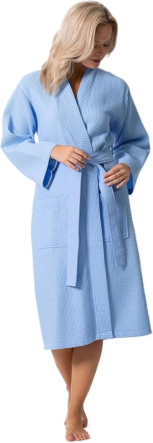 Waffle Knit Lightweight Kimono Spa & Bath Robes for Women - Quick Dry - Soft