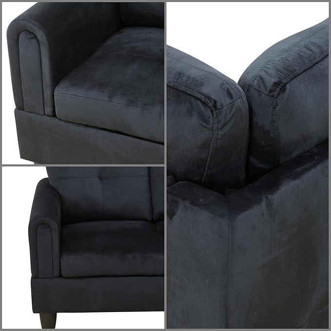 L Shaped Couch, Modular Sectional Sofa with Chaise, Modern Modular Sofas Furniture Sofa Couches for Living Room/Apartment/Office/Bedroom, Black