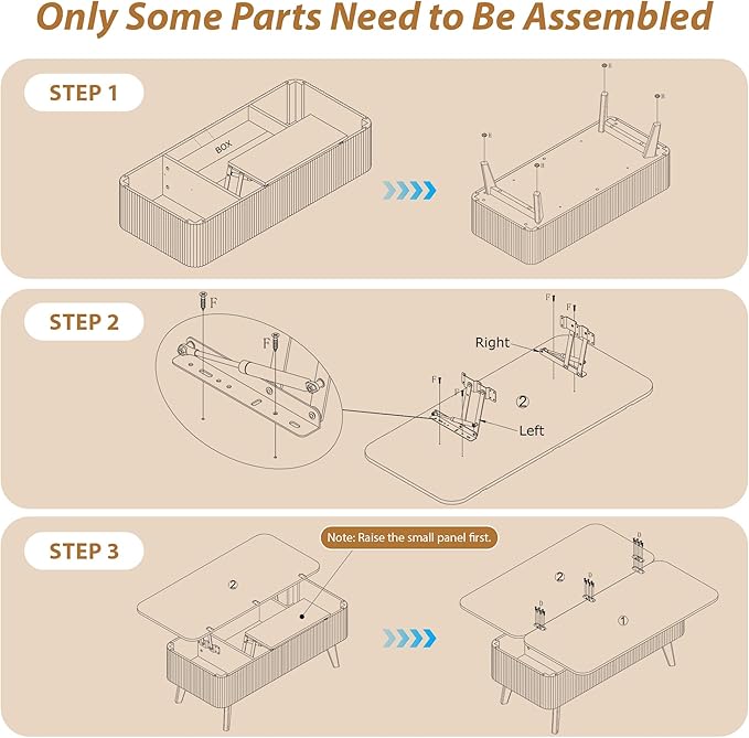 3 in 1 Lift Top Coffee Table, Fluted Convertible Coffee Tables Converts to Dining Tables, Modern Oval Wooden Center Table with Storage for Living Room Office Small Space, Partial Assembly (Black)