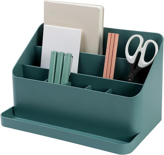 BLUE GINKGO Desk Organizer – Korean-Made Office Storage for Pens, Notes, Mail, and Supplies (Green)