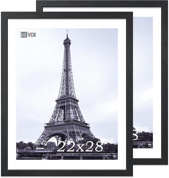 VCK 22x28 Poster Frame Set of 2 - Black, Solid Wood Picture Frame, Textured Exclusive Wall Gallery Frame