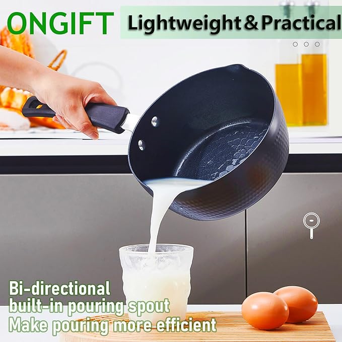 Nonstick Small Sauce Pan with Lid, 1.25 Quart and 2.4 Quart Sauce pan with Pour Spouts, Multipurpose Handy Little Saucepan with Stay Cool Handle, Small Pots for Cooking, Soups, Noodles, Milk