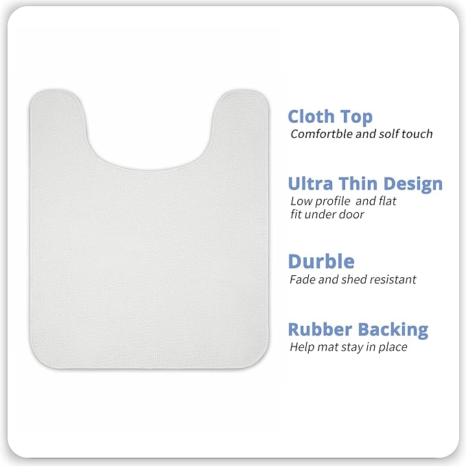 Toilet Rugs U Shaped Bathroom Rug,Machine Washable Non Slip Quick Dry Super Absorbent Ultra Thin Toilet Mats for Bathroom Toilet.White,1'8"x2'(20x24inch)