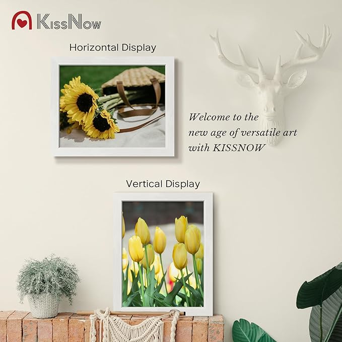 11x14 Picture Frame 4 Pack, White Solid Wood, Wall Gallery Poster Frame