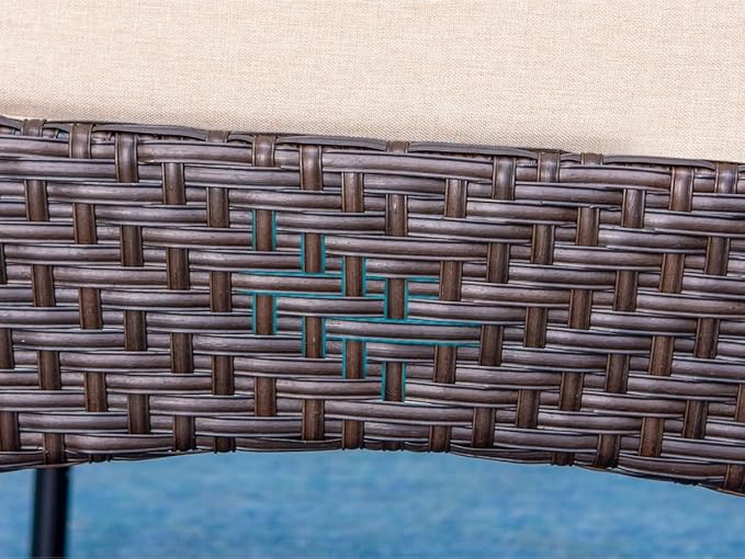 PHI VILLA Outdoor Dining Chairs Set of 2, Heavy Duty Outdoor Metal Wicker Dining Chair with Padded Cushions, Large All Weather Wrought Iron Patio Chair for Balcony
