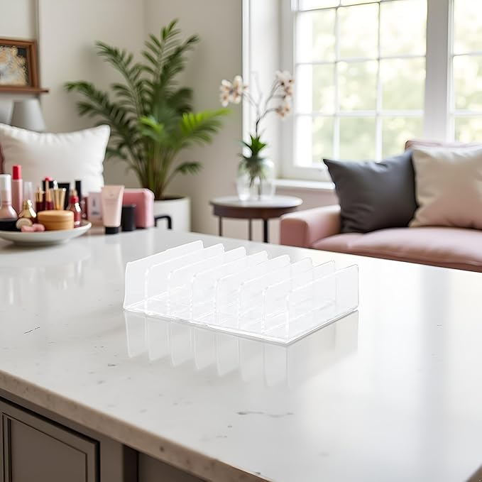 1Pc Eyeshadow Palette Makeup Money Storage Rack for Bathroom Vanity Countertop Cosmetic Display Cases 7 Compartments Heavy Duty Multifunctional Desktop Cash Cosmetic Holder Organizer（Transparent）