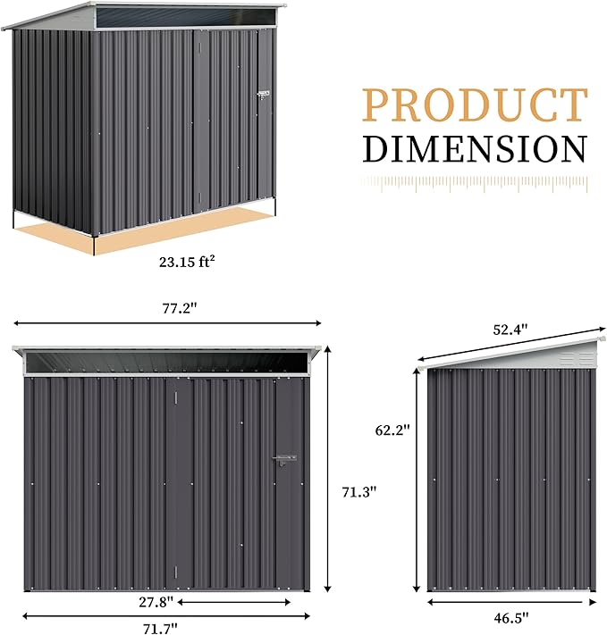 Vongrasig Outdoor Storage Shed, 6 x 4 FT Outside Metal Garden Shed with Window and Lockable Door, Waterproof Tool Shed for Backyard Patio, Lawn and Garden (Dark Gray)