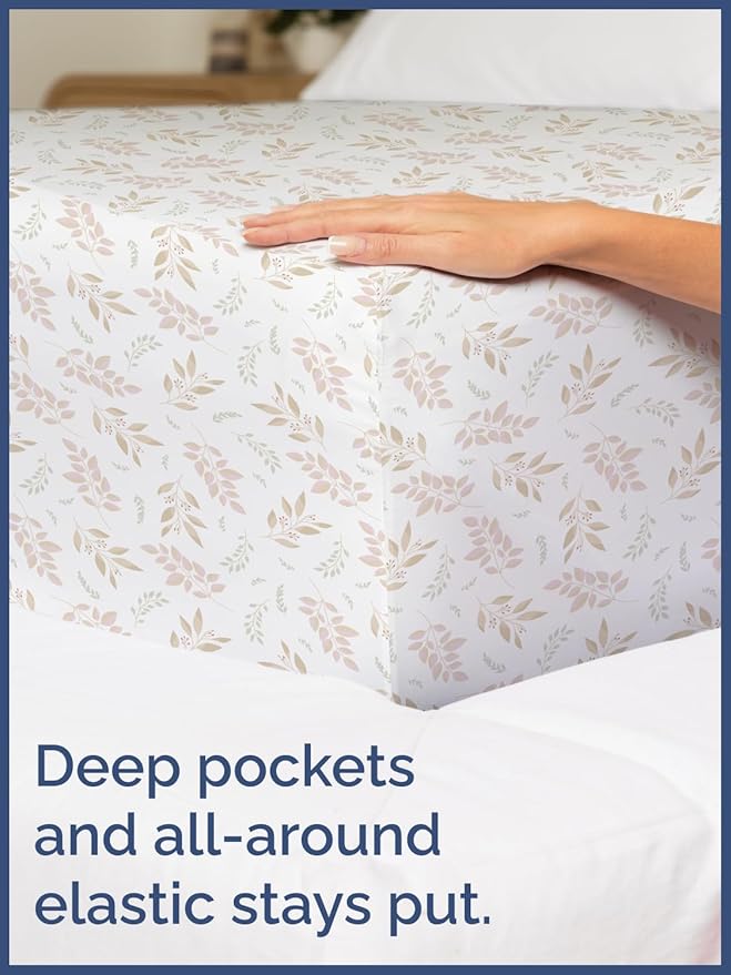 Kids Leaves Queen 4 Piece Sheet Set - Boys, Girls, Teens, Toddler - Easy Fit Deep Pockets - Breathable, Hotel Quality Bedding Sheets - Machine Washable - Wrinkle Free - Cute, Cozy, Soft - CGK Linens