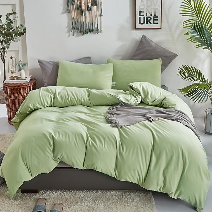 CLOTHKNOW Sage Green Queen Comforter Set Green Bedding Comforter Sets Soft All Season Queen Comforter with 2 x Pillow Cases
