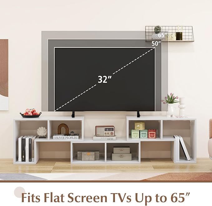 Giantex Free-Combination TV Stand for Bedroom - Entertainment Center for 50 55 60 65 Inch TV, 3-Piece Media Console Table with Storage Cubes, Deformable Open Storage Bookcase Shelf (White)