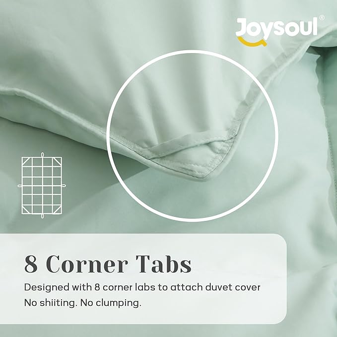 Joysoul California King Size Down Comforter - All Season Ultra Soft Goose Down & Feather Fiber Fill, Luxury Hotel Green Duvet Insert with Corner Tabs (108" X 94")