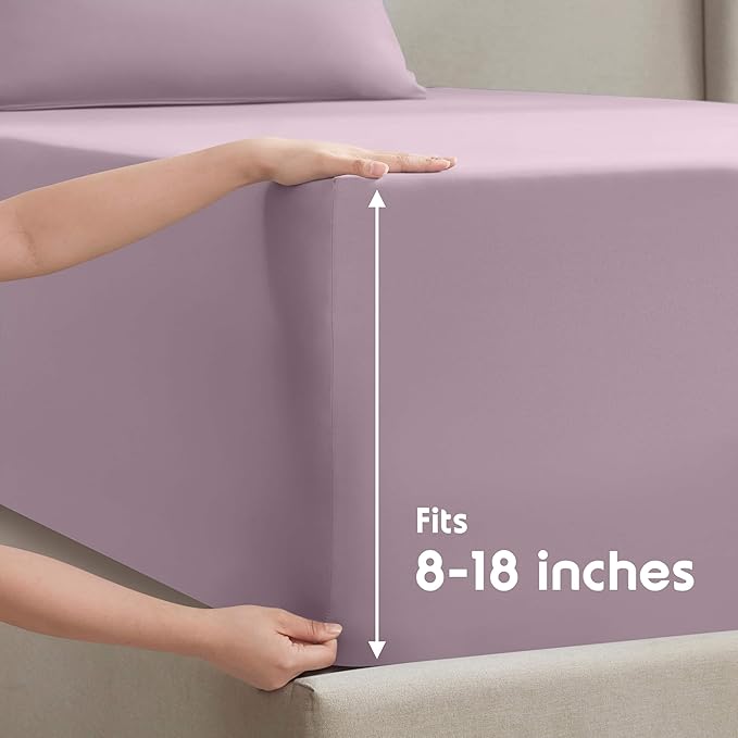 Nestl Full XL Sheet Set - Luxury 1800 Ultra-Soft Microfiber Full Extra Long Bed Sheets - Double Brushed - Deep Pockets - Easy Fit - 4 Piece Set - Bedding Sheets & Pillowcases (Full XL, Dusty Purple)